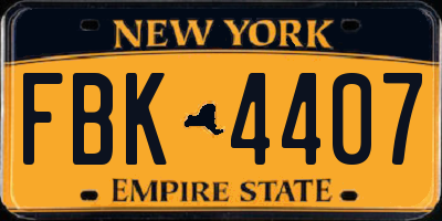 NY license plate FBK4407