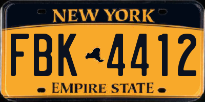 NY license plate FBK4412