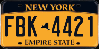 NY license plate FBK4421