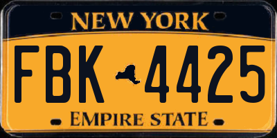 NY license plate FBK4425