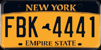 NY license plate FBK4441