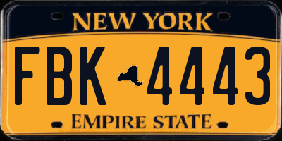 NY license plate FBK4443