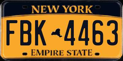 NY license plate FBK4463