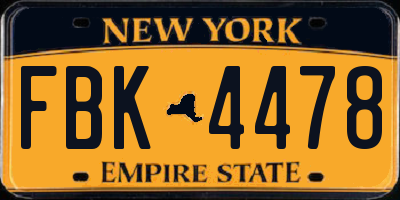 NY license plate FBK4478