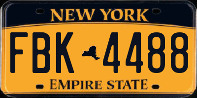 NY license plate FBK4488