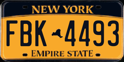 NY license plate FBK4493