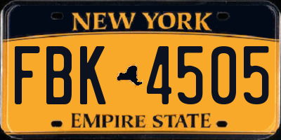 NY license plate FBK4505