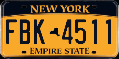NY license plate FBK4511
