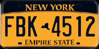 NY license plate FBK4512