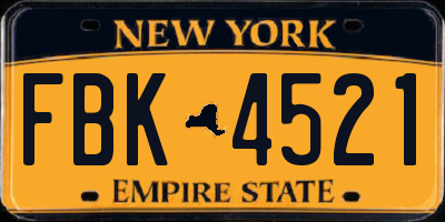NY license plate FBK4521