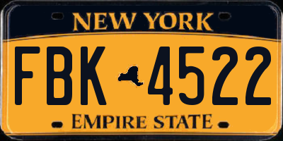 NY license plate FBK4522