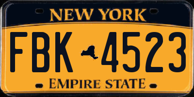 NY license plate FBK4523