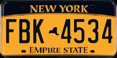 NY license plate FBK4534