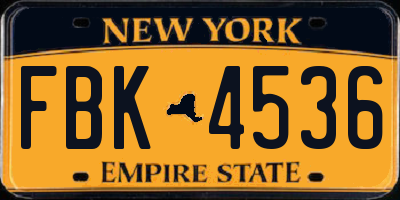 NY license plate FBK4536
