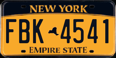 NY license plate FBK4541