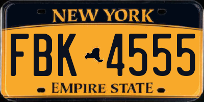 NY license plate FBK4555