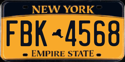 NY license plate FBK4568