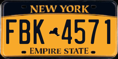 NY license plate FBK4571
