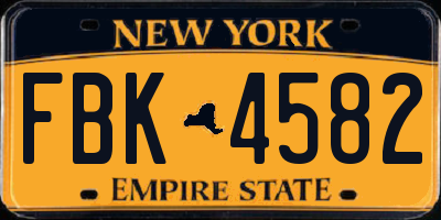 NY license plate FBK4582