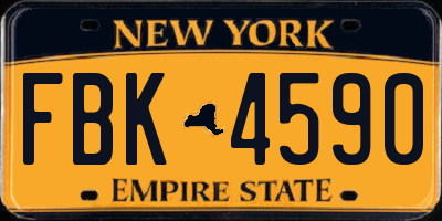 NY license plate FBK4590