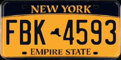 NY license plate FBK4593