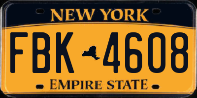NY license plate FBK4608