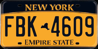 NY license plate FBK4609