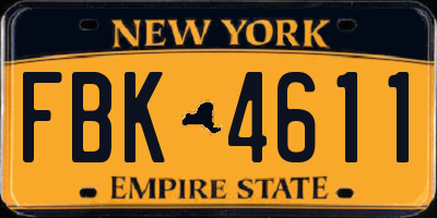 NY license plate FBK4611
