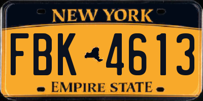NY license plate FBK4613