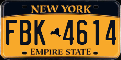 NY license plate FBK4614