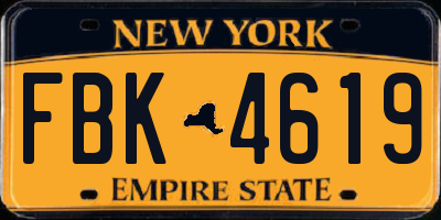 NY license plate FBK4619
