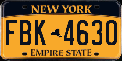 NY license plate FBK4630