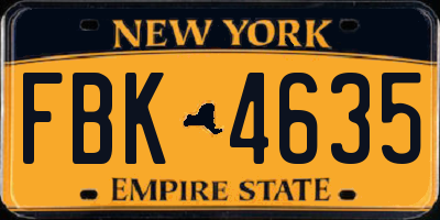 NY license plate FBK4635