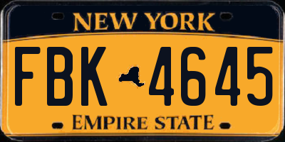 NY license plate FBK4645