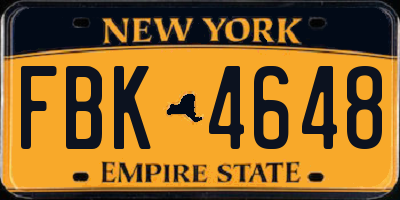 NY license plate FBK4648
