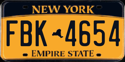 NY license plate FBK4654