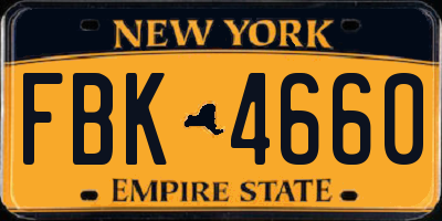 NY license plate FBK4660