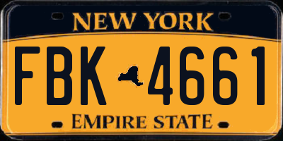 NY license plate FBK4661