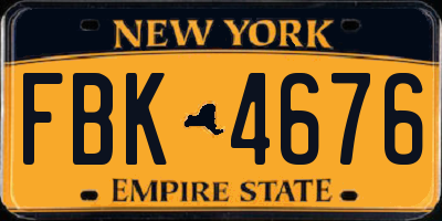 NY license plate FBK4676