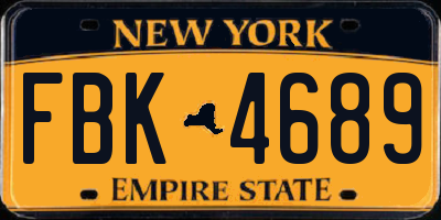 NY license plate FBK4689