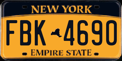 NY license plate FBK4690