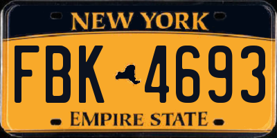 NY license plate FBK4693