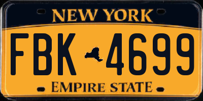 NY license plate FBK4699