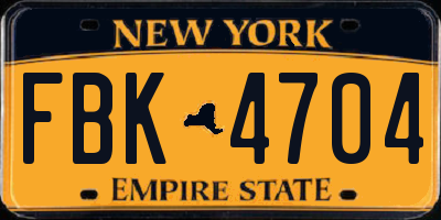 NY license plate FBK4704