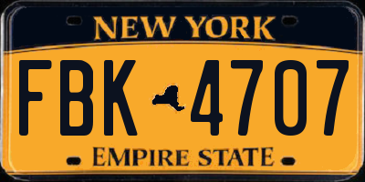 NY license plate FBK4707