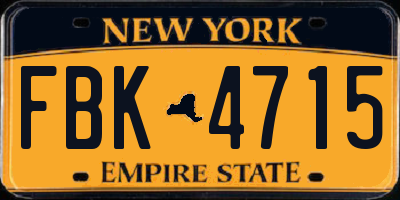 NY license plate FBK4715
