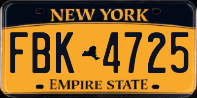 NY license plate FBK4725