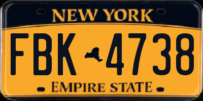 NY license plate FBK4738