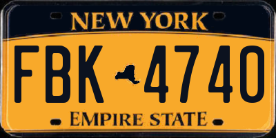 NY license plate FBK4740