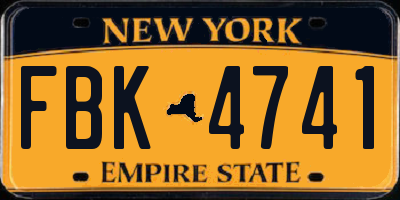 NY license plate FBK4741